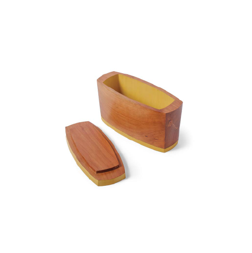 Caja trapecial redonda amarilla