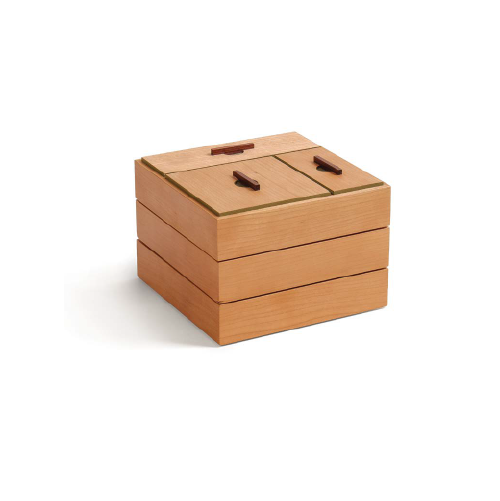 Caja cuadrada natural con compartimentos