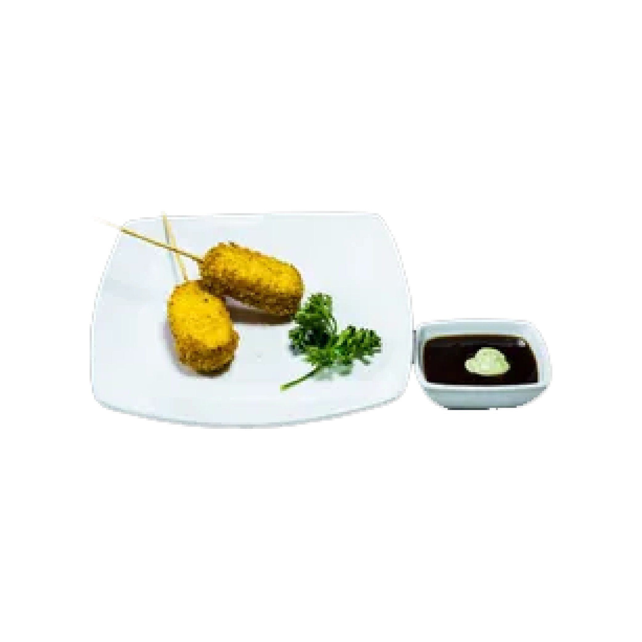Kushiage de plátano y queso manchego