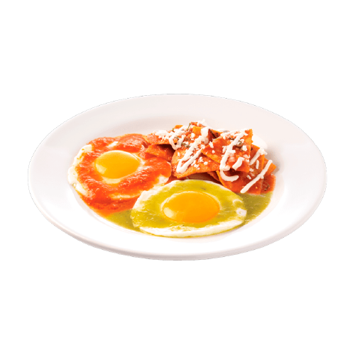 Huevos divorciados con chilaquiles
