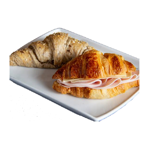 Croissant recién horneado jamón y queso