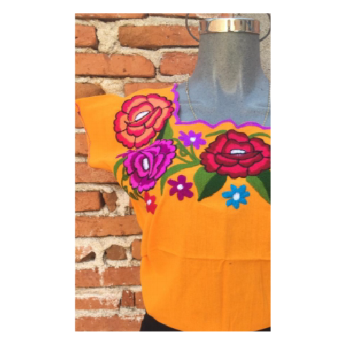 Blusa Zinacantan cuello cuadrado