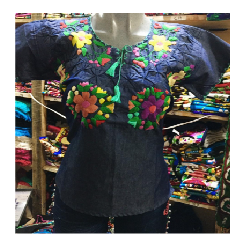 Blusa Plisado Mezclilla