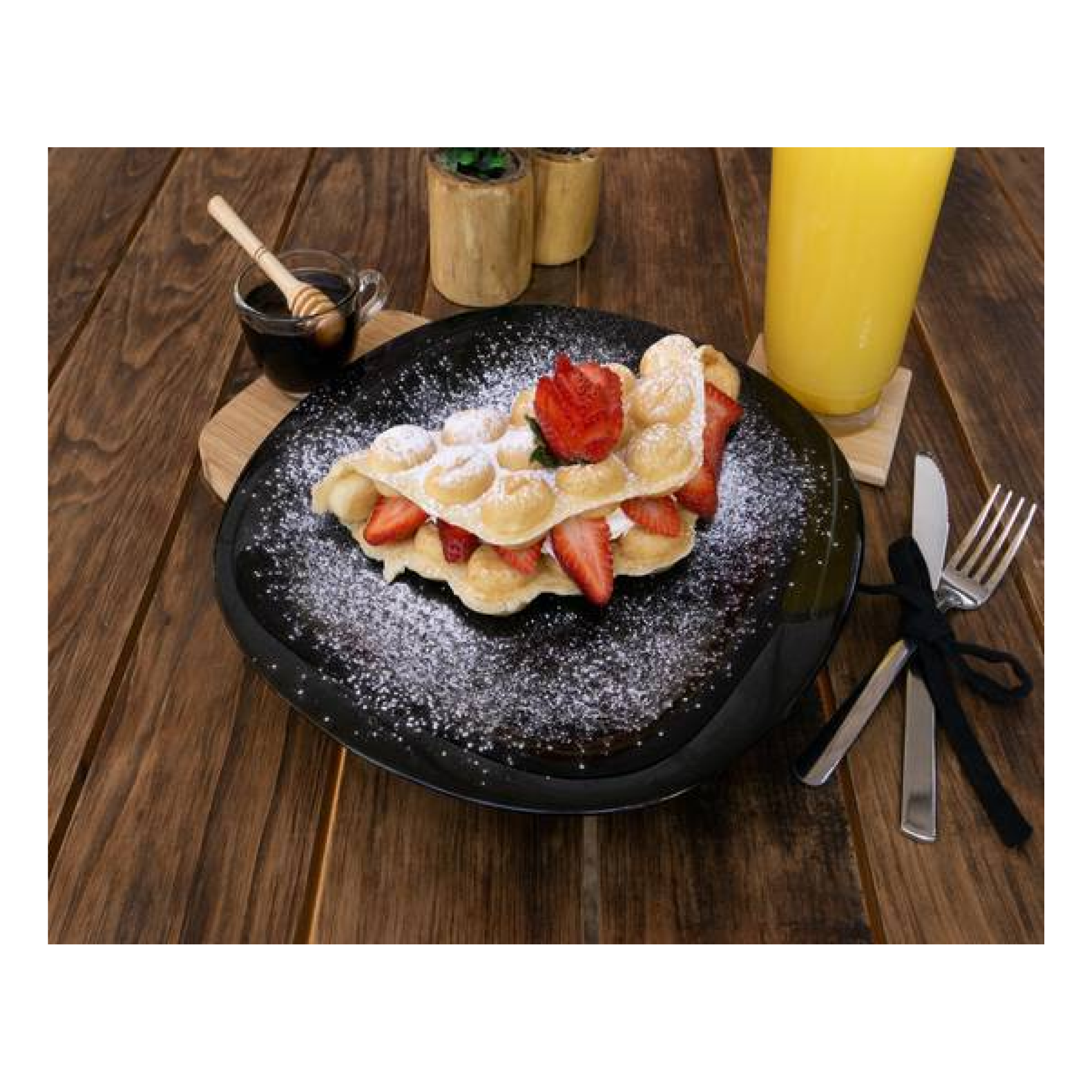 Waffle fresas con crema