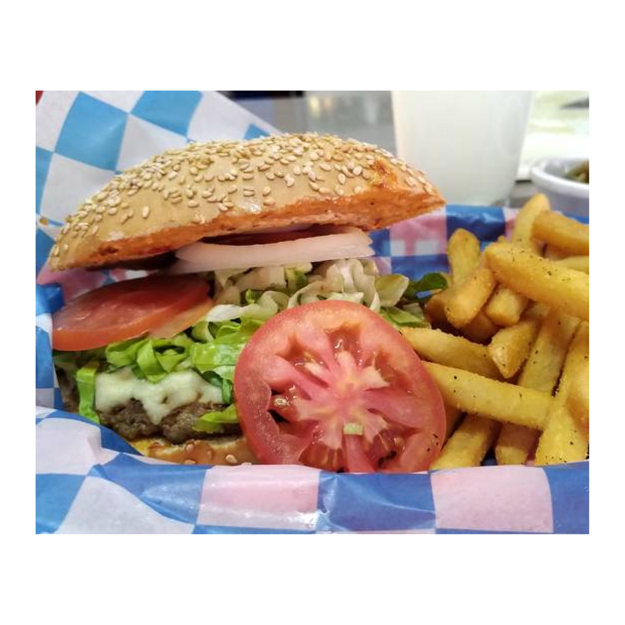Burger de carne con papas